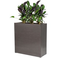 Metallic Grey Gloss High Trough Polystone Planter - Grey