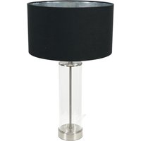 Balan Glass with Chrome Table Lamp and Black with Metallic Chrome Inner Shade - Black