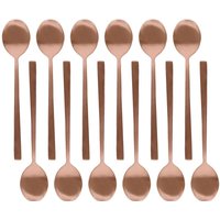 Stainless Steel Metallic Coloured Teaspoons - Copper / 12
