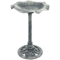 Leaf Shaped Pedestal Bird Bath - Grey