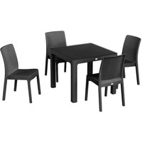 5pc Noble Square Rattan Effect Patio Dining Set Set - 90cm x 90cm - Anthracite
