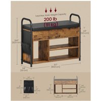 VASAGLE Shoe Storage Bench with PU Pockets - Bronze