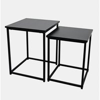 2 Piece Square Wooden Side Tables - Black