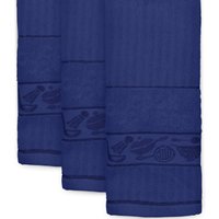 Set of 3 Quick Clean Striped Jacquard Tea Towels - Navy