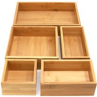 Bamboo Drawer Organiser - 5 Piece - Brown