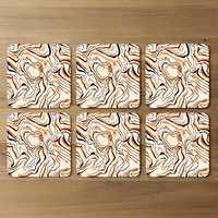 Warm Toned Liquid Marble Coaster - Orange