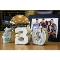 Handmade White-Washed Wooden Birthday Number 3 - White