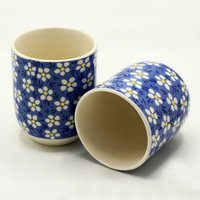 Elegant Blue Daisy Herbal Tea Cup Set - Blue