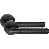 Knurled Diamond Cut T-Bar Door Handle with Spindle and Screws - Black / 4 Pair