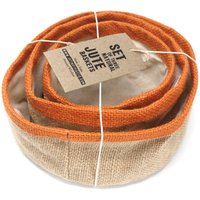 Set of 3 Eco Friendly Jute Baskets with Cotton Lining - Bright Yellow