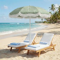 Outsunny 1.8 m Beach Umbrella Parasol with Sand Anchor, 30 degrees Tilt - Green