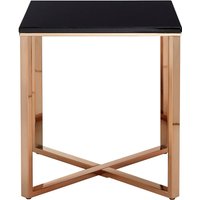 Allure Square Black Faux Marble End Table - Gold