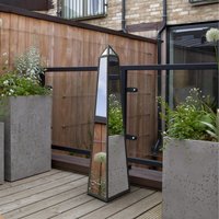 The Obelisk Black Metal Edged Mirrored Garden Ornament - Black / 100cm