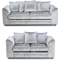 Swift Crushed Velvet 3 And 2 Seater Sofa Set - Silver