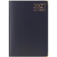 2027 Diary A4 Day A Page Soft Padded Desk Diary - Black