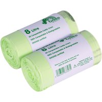 Green Giraffe 8 Litre Food Bin/Caddy Liners - Green / 2