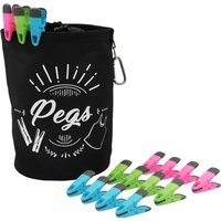 Large Peg Bag with 120 Prism Soft Touch Clip Pegs - Black