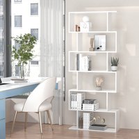 HOMCOM 6-Tier Storage Shelf Modern S-Shape Design - White