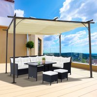 Outsunny Steel Pergola Gazebo Backyard Porch Awning - Beige