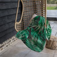 Tropical Leaves On Black Blanket - Green