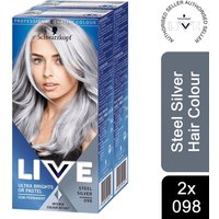 Schwarzkopf LIVE 098 Steel Silver Semi-Permanent Hair Colour - 098 Steel Silver / 2