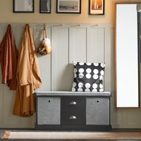 SoBuy 2 Drawers Hallway Bedroom Storage Shoe Bench with Seat Cushion - Black