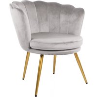 Genesis, Genesis Flora Accent Chair with Petal Back Scallop Armchair in Velvet - Silver Grey Genesis, Genesis Flora Accent Chair with Petal Back Scallop Armchair in Velvet - Silver Grey