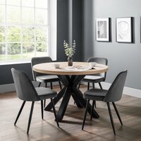 Berwick Round Table and 4 Burgess Chairs Set - Grey