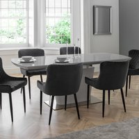 Como Grey High Gloss Table and Luxe Chairs Set - Grey