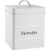 Vintage Metal Kitchen Biscuit Tin - Matte White