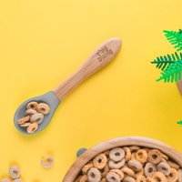 Children's Bamboo Silicone Tip Spoon - White