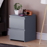 Denver 2 Drawer Bedside Table - Grey / 40cm