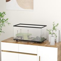 PawHut Turtle Tank Glass Turtle Aquarium with Basking Platform - Black / 50l