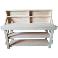 Acorn Wooden Workbench With Back Panel And Double Shelf - Natural / 120cm