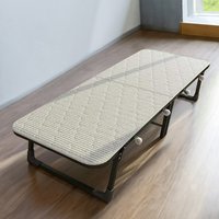 Portable Folding Bed with Wheels - White and Black