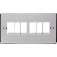 Polished Chrome 10A 6 Gang 2 Way Light Switch - White