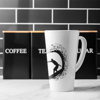 Surfer Silhouette Latte Mug - Black