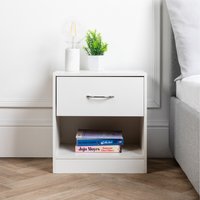 Bedside Table 1 Drawer Nightstand Table - White / 2