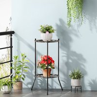 2-Tier Metal Plant Display Stand - Black