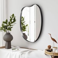 Petal-Shaped Iron Frame Explosion-Proof Wall Mirror - Black