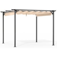 Pergola with Retractable Sun Shade Canopy - Beige / 215.2cm