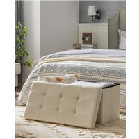 SONGMICS Elegant Storage Ottoman Cube - White