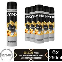 Lynx XXL 72-Hour Sweat Protection Anti-Perspirant Deodorant, 3 or 6 Pack, 250ml - Gold / 12cm