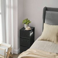 VASAGLE Slim Bedside Table with 2 Drawers - Black