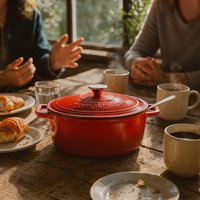 Oval Cast Iron Casserole Dishes - 4.68L - Pack of 2 - Red Ombre