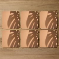 Monstera Shadow Coaster Set - Brown