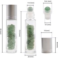 Jasper Gemstone Essential Oil Roller Bottle Aromatherapy Perfume - Silver