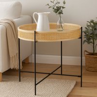 Depok Rattan Coffee Table With Cross Metal Base - Black