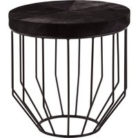 Kensington Townhouse Hair On Hide Top Round Side Table - Black