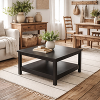 Gossmere Matt Wood Square Coffee Table - Black